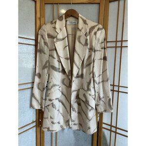 Taiga Paris Women’s One Button Blazer, Size 2, Beige Structured, Satin Weave
